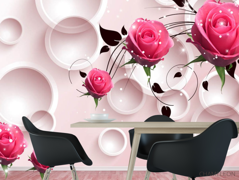 Фотошпалери 3д троянди і кола - 1