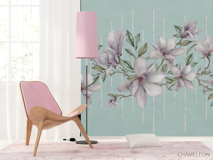 Фотошпалери магнолії на тлі бірюзи - 4