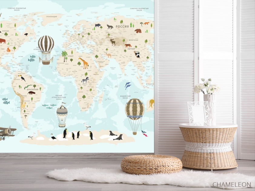 Шпалери в дитячу Карта - 2