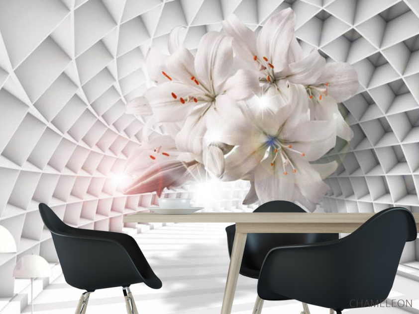 Фотошпалери 3D лілії в тунелі - 1