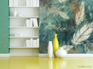 Фотошпалери Пір'я на зеленому тлі - 3