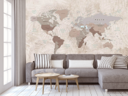 Фотообои Бежевая карта с ветками - 3