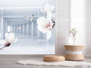 Фотошпалери квіти і 3Д тунель - 2