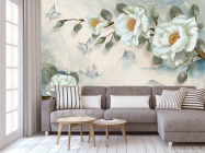 Фотообои Цветы на бирюзовом фоне - 3