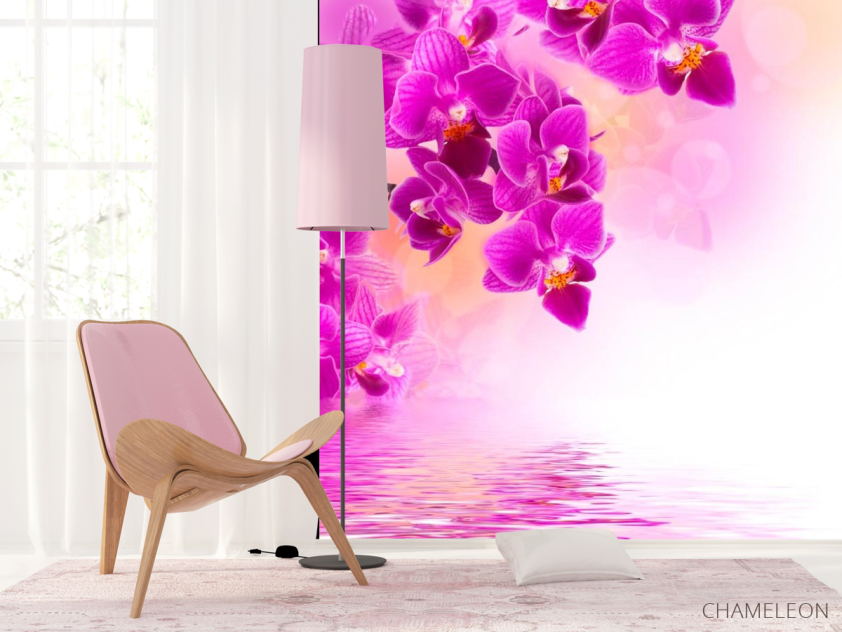 Фотообои Малиновые цветы над водой - 4