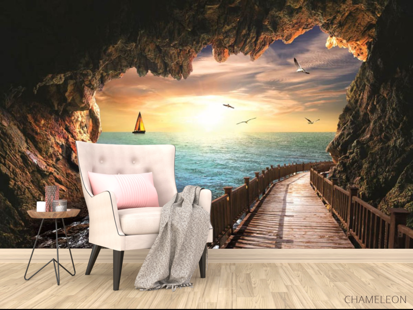 Фотообои Вид из пещеры на море - 4