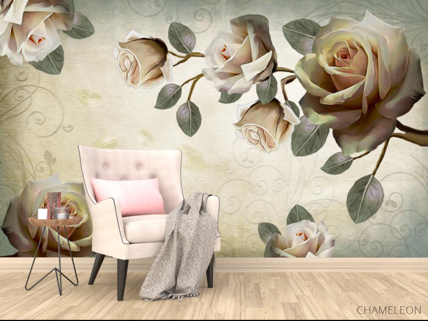 Фотообои розы на бежевом фоне - 4