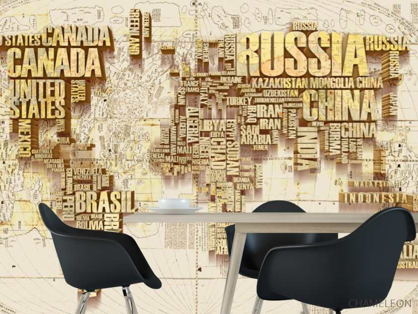 Фотошпалери Карта із золотого тексту - 1