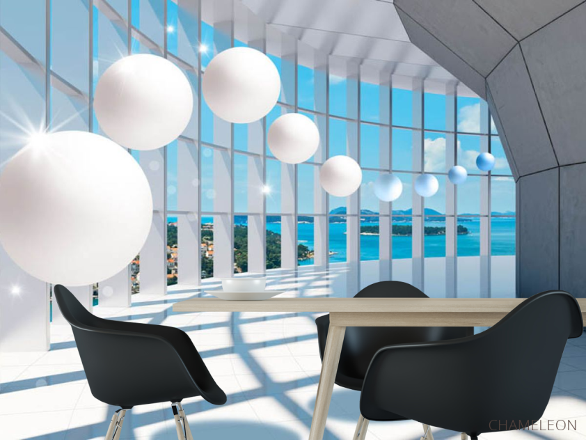 Фотошпалери Коридор з кулями та вікном - 1