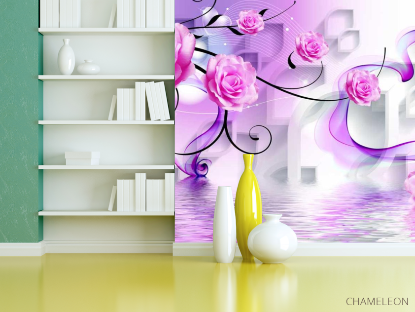 Фотошпалери 3д рожеві троянди - 3