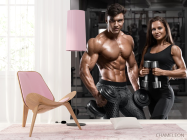 Фотошпалери дівчина і хлопець з гантелями - 4