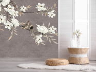 Фотошпалери гілки магнолії з квітами - 2