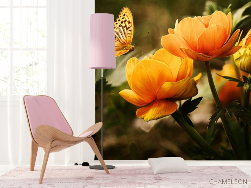 Фотошпалери метелик на квітах - 4