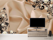 Фотообои Атласная ткань и 3d розы - 2