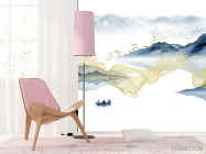 Фотошпалери Хвилі з синій і золотий абстракції - 4