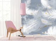 Фотошпалери Пір'я на блакитному з золотом - 4