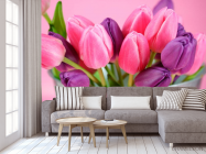 Фотообои Розовые и фиолетовые тюльпаны - 3