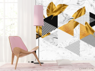 Фотошпалери золоті листья і трикутники - 4