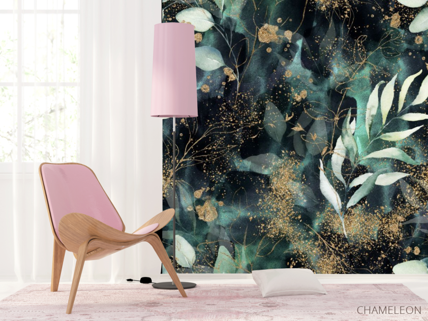 Фотошпалери зелене листя і золото - 4