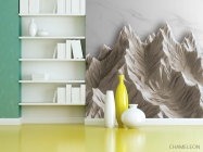 Фотошпалери 3Д гори бежеві з мармуром - 3