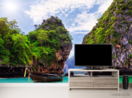 Фотообои лодка у скал - 2