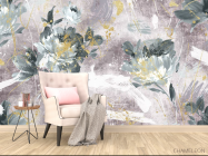 Фотообои Дизайнерские цветы с золотом розовые. - 4