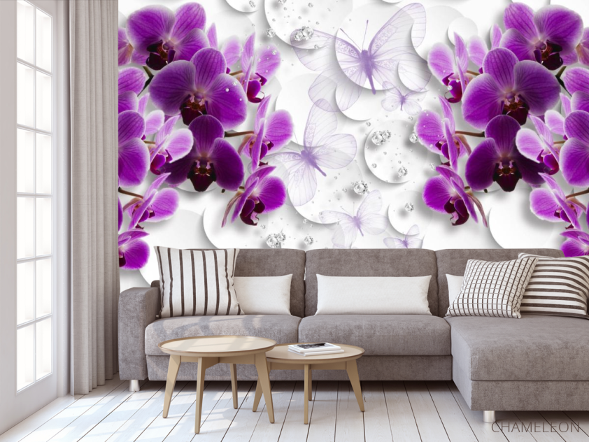 Фотообои Фиолетовые 3д орхидеи - 3