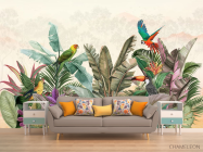 Фотообои Попугаи и тропические листья - 1