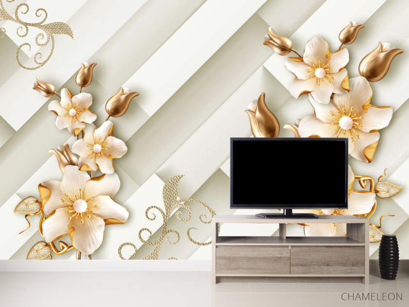 Фотообои Золотые цветы 3д - 2