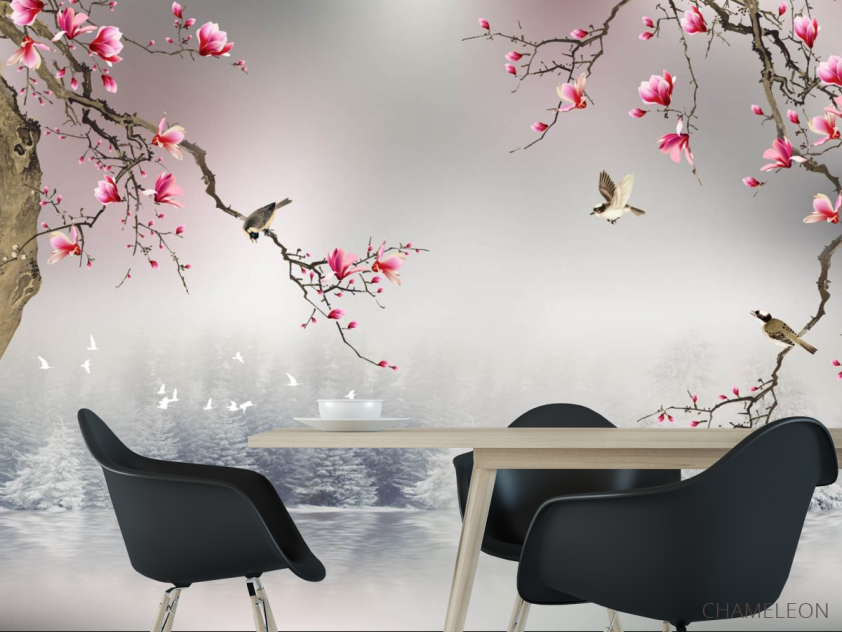 Фотошпалери магнолії в японському стилі - 1