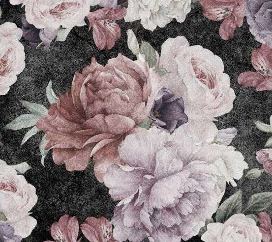 Фотообои Винтажные цветы на черном 22098