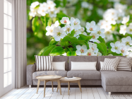 Фотообои белые весенние цветочки - 3