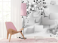 Фотошпалери 3Д Куби і квіти - 4