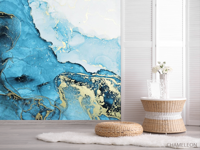 Фотошпалери Синій Fluid art - 2