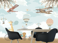 Фотошпалери Звери на велосипеде и воздушные шары - 1