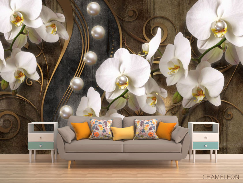 Фотообои 3д белые орхидеи - 1