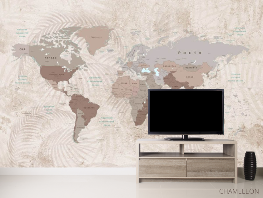 Фотообои Бежевая карта с ветками - 2