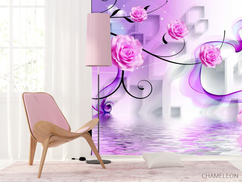 Фотошпалери 3д рожеві троянди - 4