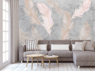 Фотообои Розовые перья на фоне бетона. - 3