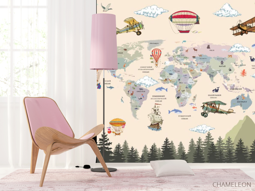 Фотошпалери Дитяча карта з лісом - 4