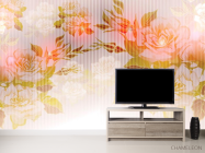 Фотообои Оранжевый принт с цветами - 2