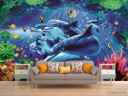 Фотообои 3д дельфины - 1