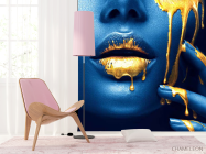 Фотошпалери Арт губи і золото - 4