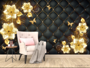 Фотообои 3д золотые цветы топлер - 4