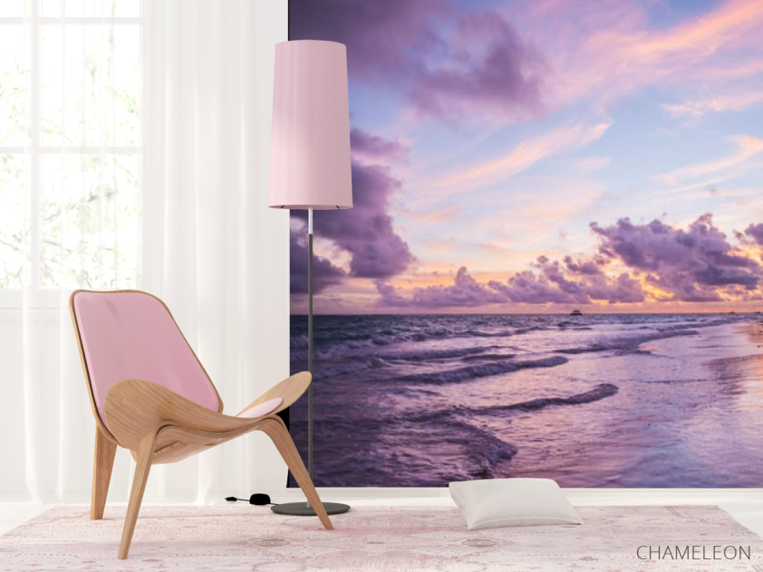 Фотошпалери Фіолетовий захід сонця біля моря - 4