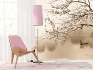 Фотошпалери на човні під квітучим деревом - 4