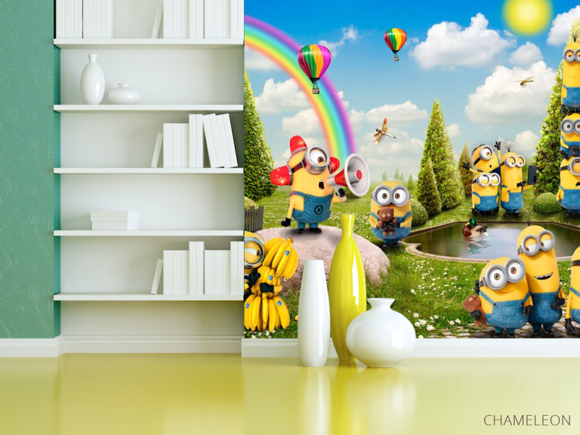 Фотошпалери Міньйони на галявині - 3