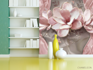 Фотошпалери рожеві 3Д квіти - 3