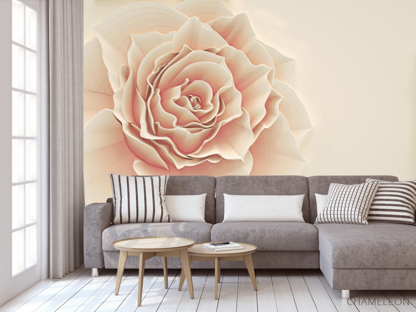 Фотообои Бежевая обьемная роза - 3