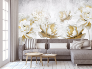Фотообои Белые цветы с золотом - 3